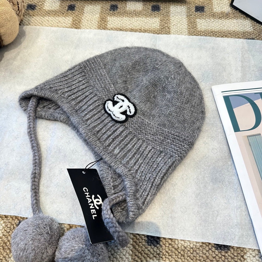 Chanel Fall/Winter Grey Wool Knitting Beanie 960071