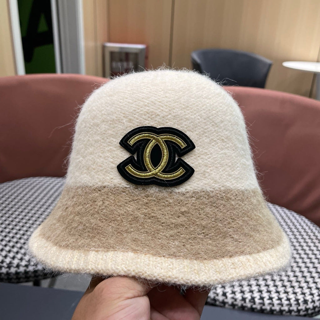 Chanel Women's Plush Bucket Ivory mix Beige Hat 980038