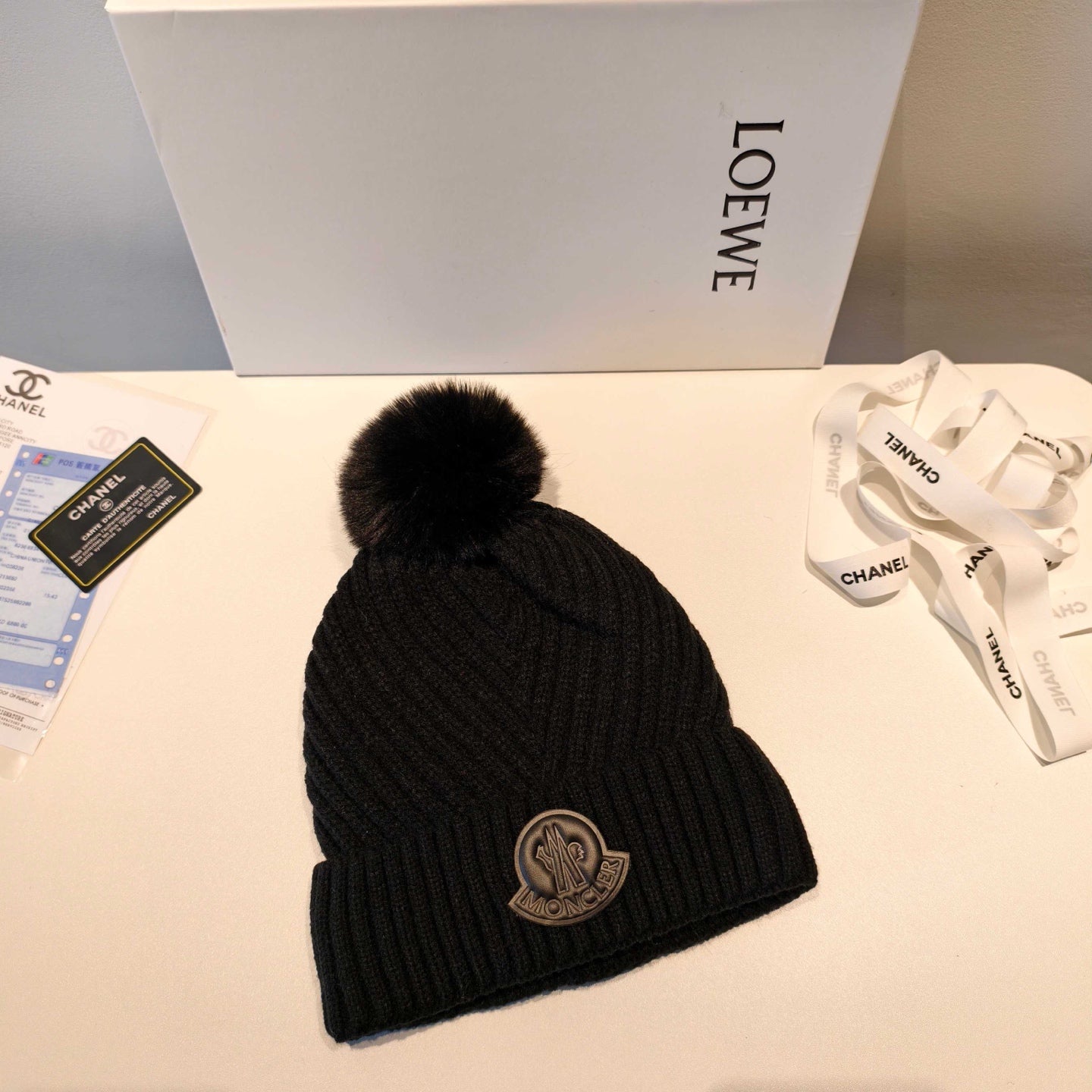 Moncler 2025 Black New Designer Pom-Pom Wool Beanie 980213