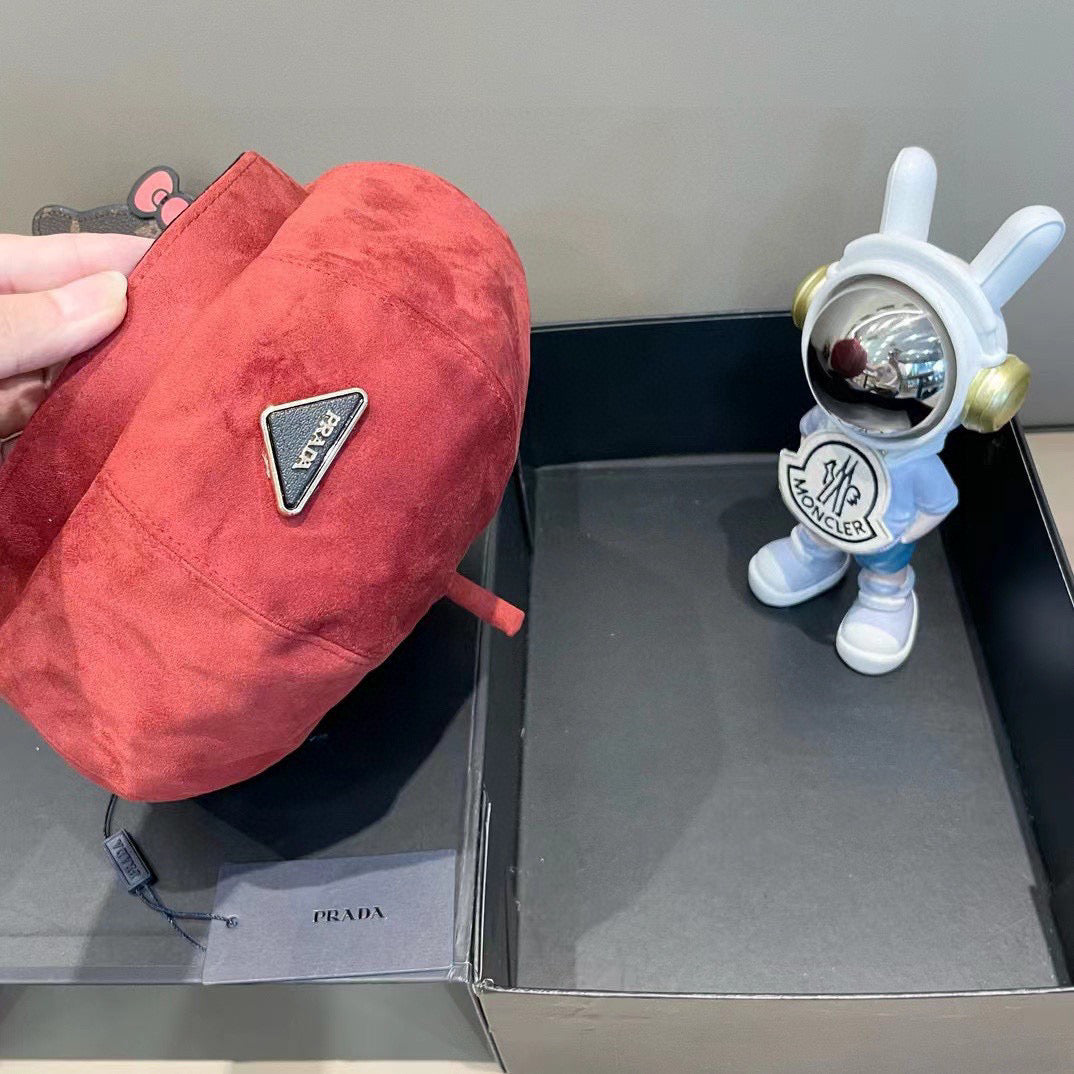 Prada Beret Red in Suede 125849