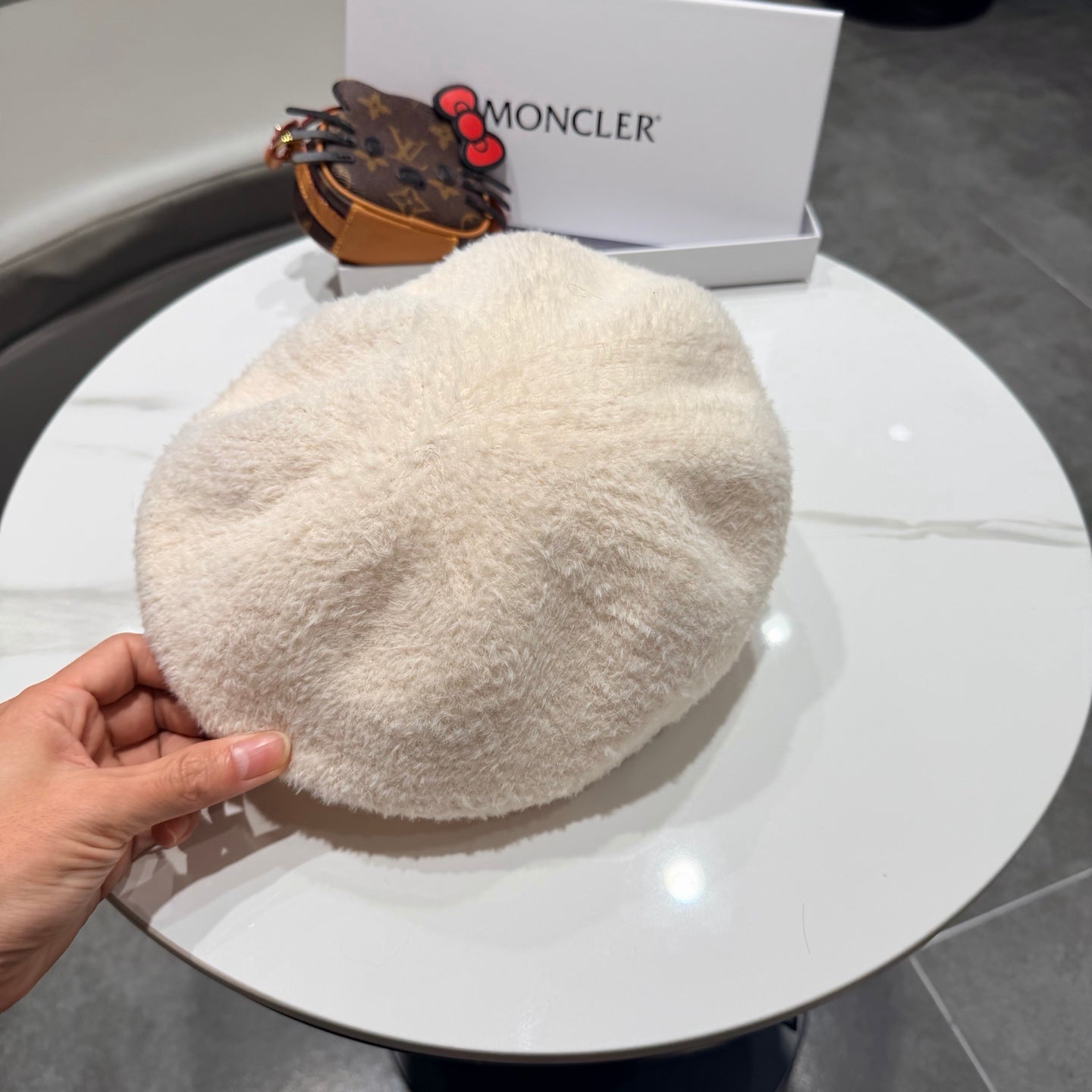 Prada 25 Iceland Beret Women's White in Plush 125816
