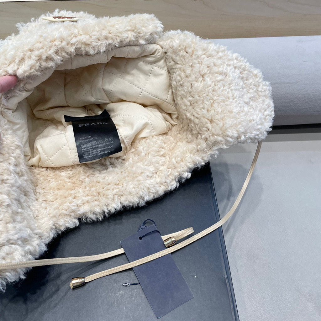 Prada Earflap Hat Cream Lambswool 122339