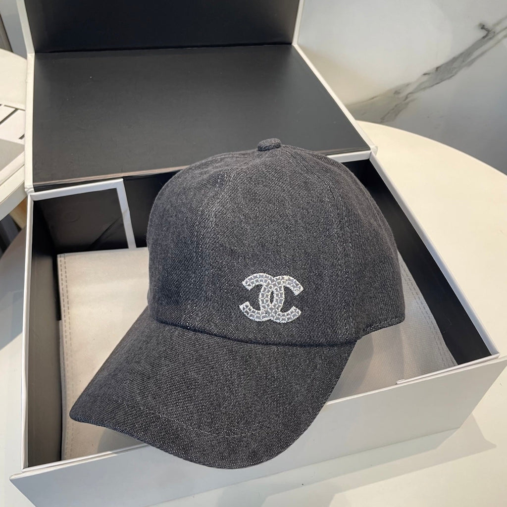 Chanel Washed Denim Baseball Cap Black in Cotton 192165