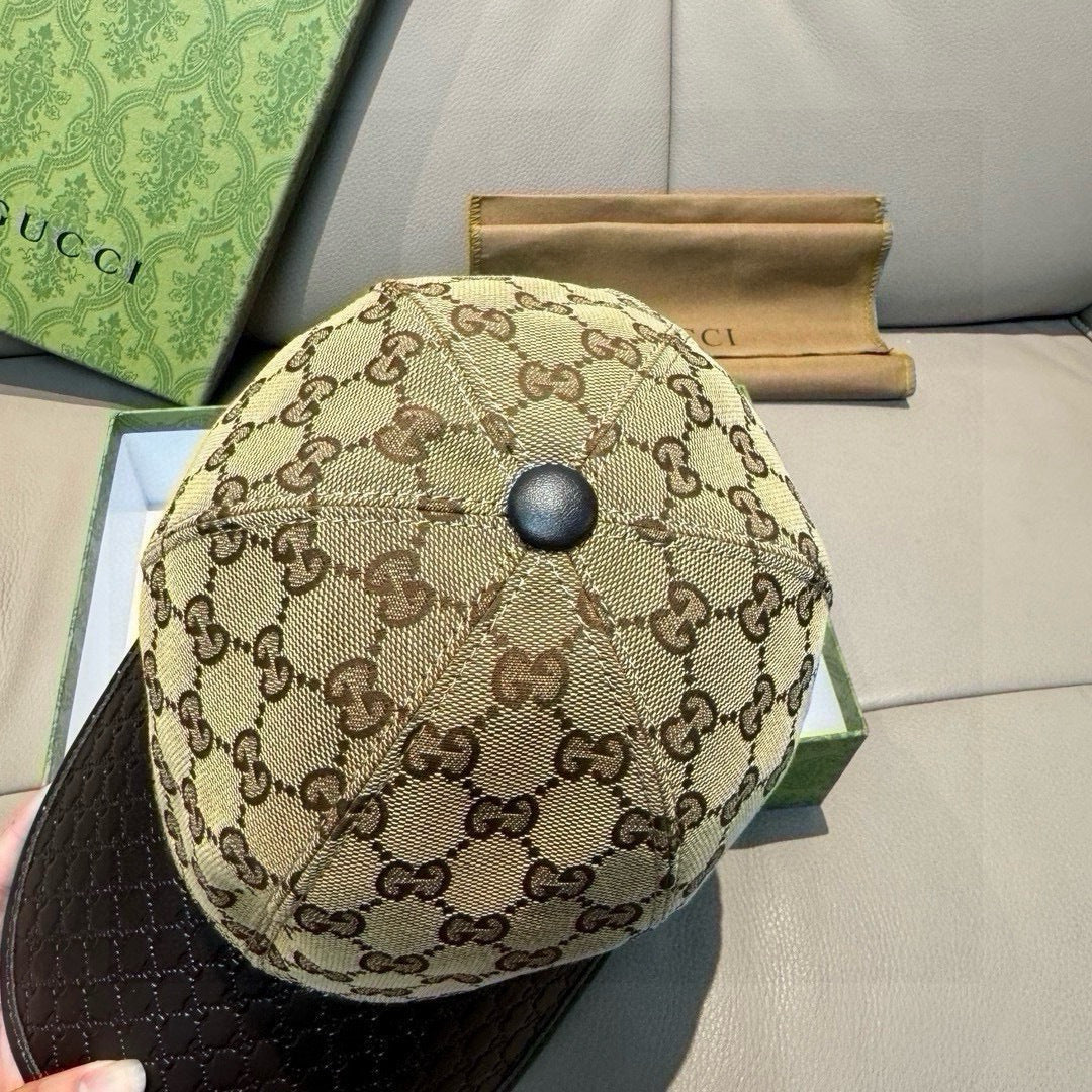 Gucci Classic Baseball Cap Brown Black in Canvas Cowhide 193831