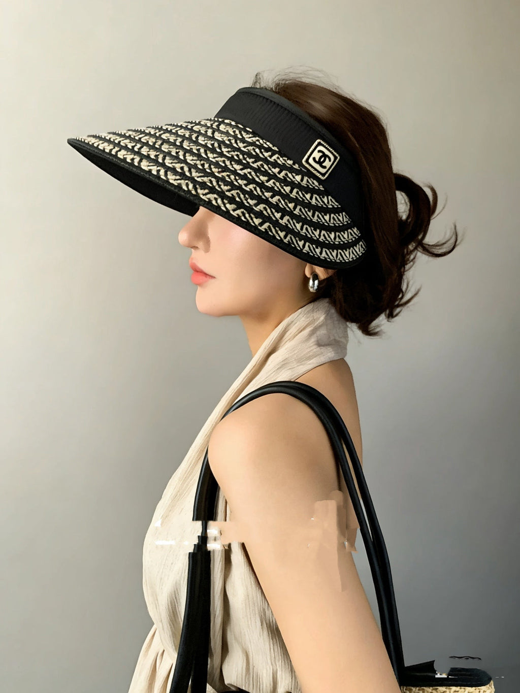 Chanel Open Visor Hat Black in Cloth 192285