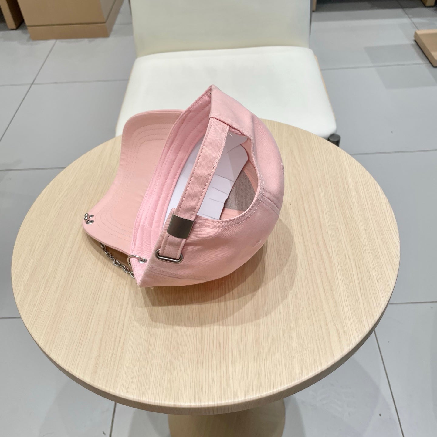 Chanel Baseball Cap with Chain Pink in Cloth 192197