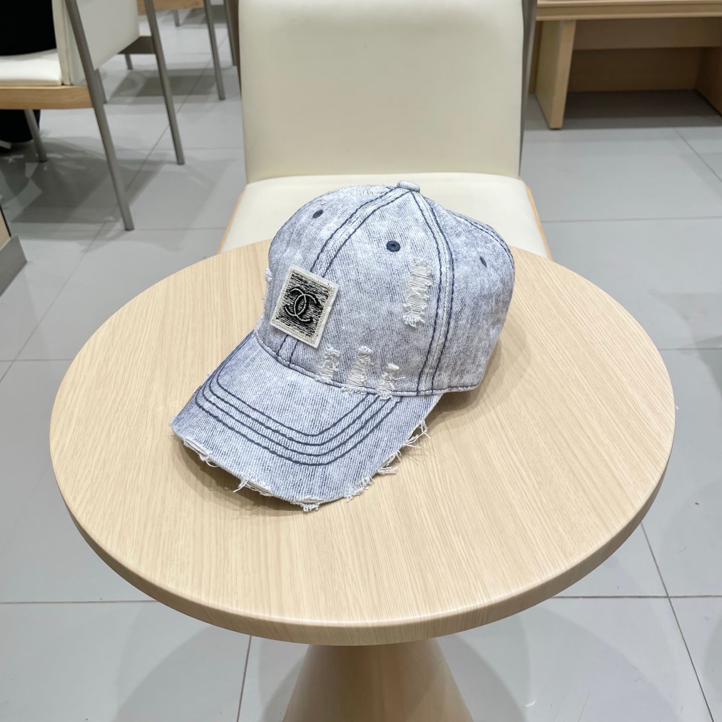 Chanel Baseball Cap Light Blue Denim 192132