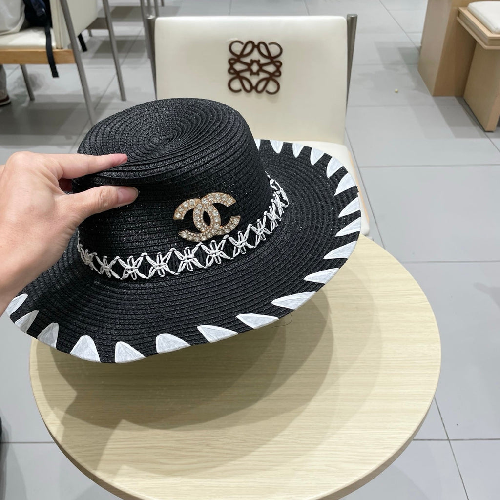 Chanel 25 Black Straw Hat 197913