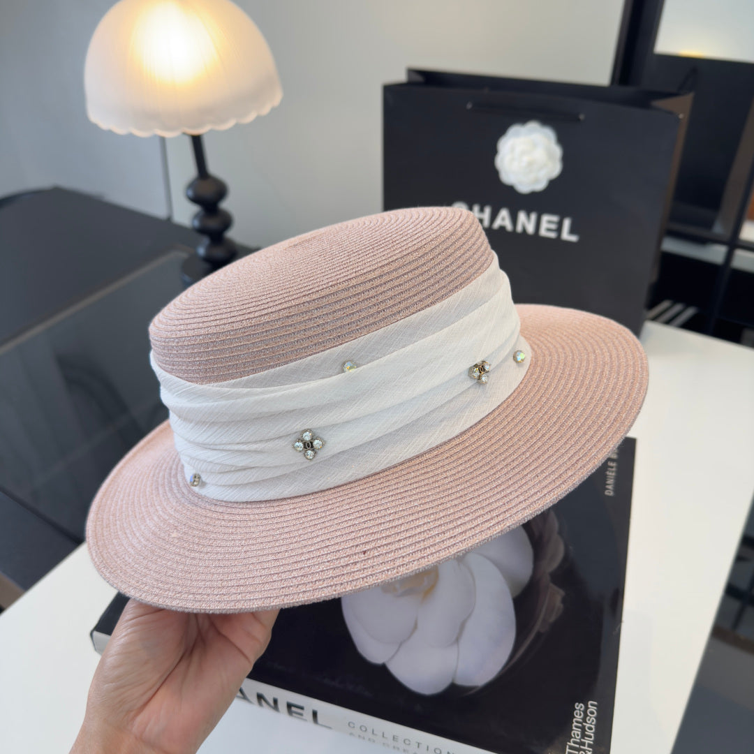 Chanel Wide Brim Hat Pink in Mesh 197603