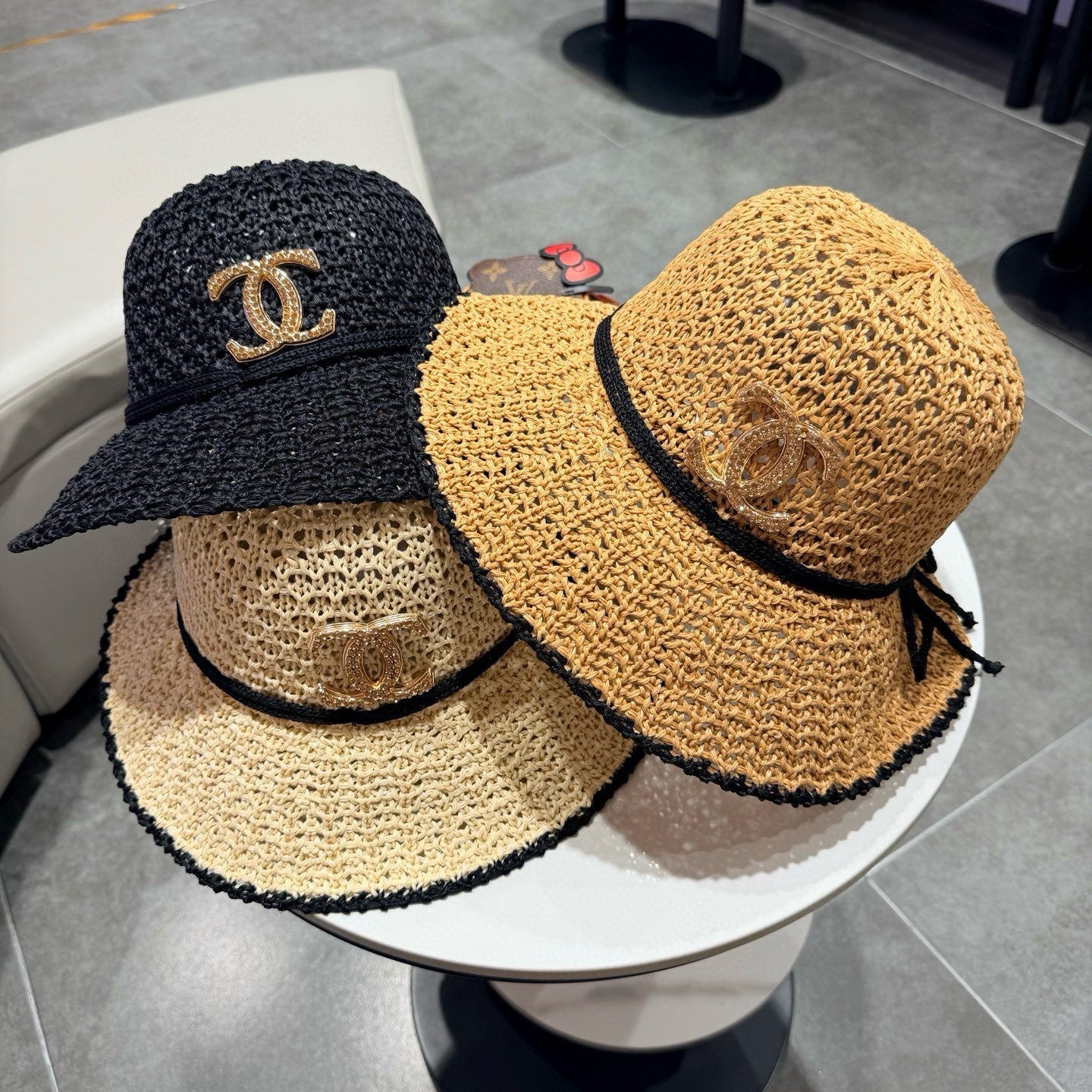 Chanel Fisherman's Hat Black in Straw 201673