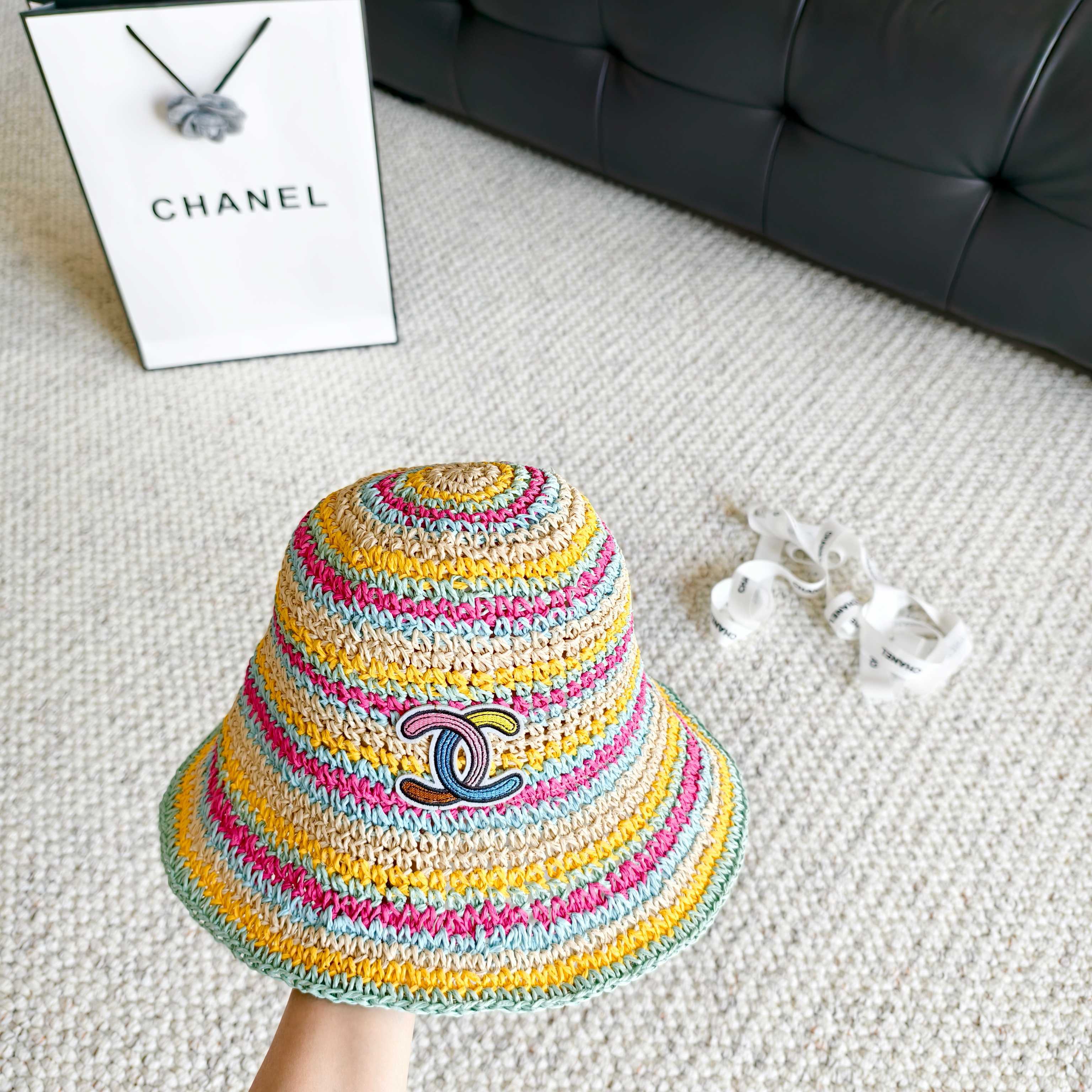 Chanel Rainbow Fisherman Hat in Straw 201576