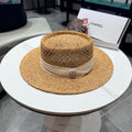 Chanel French Flat Top Hat Camel White in Straw 201564