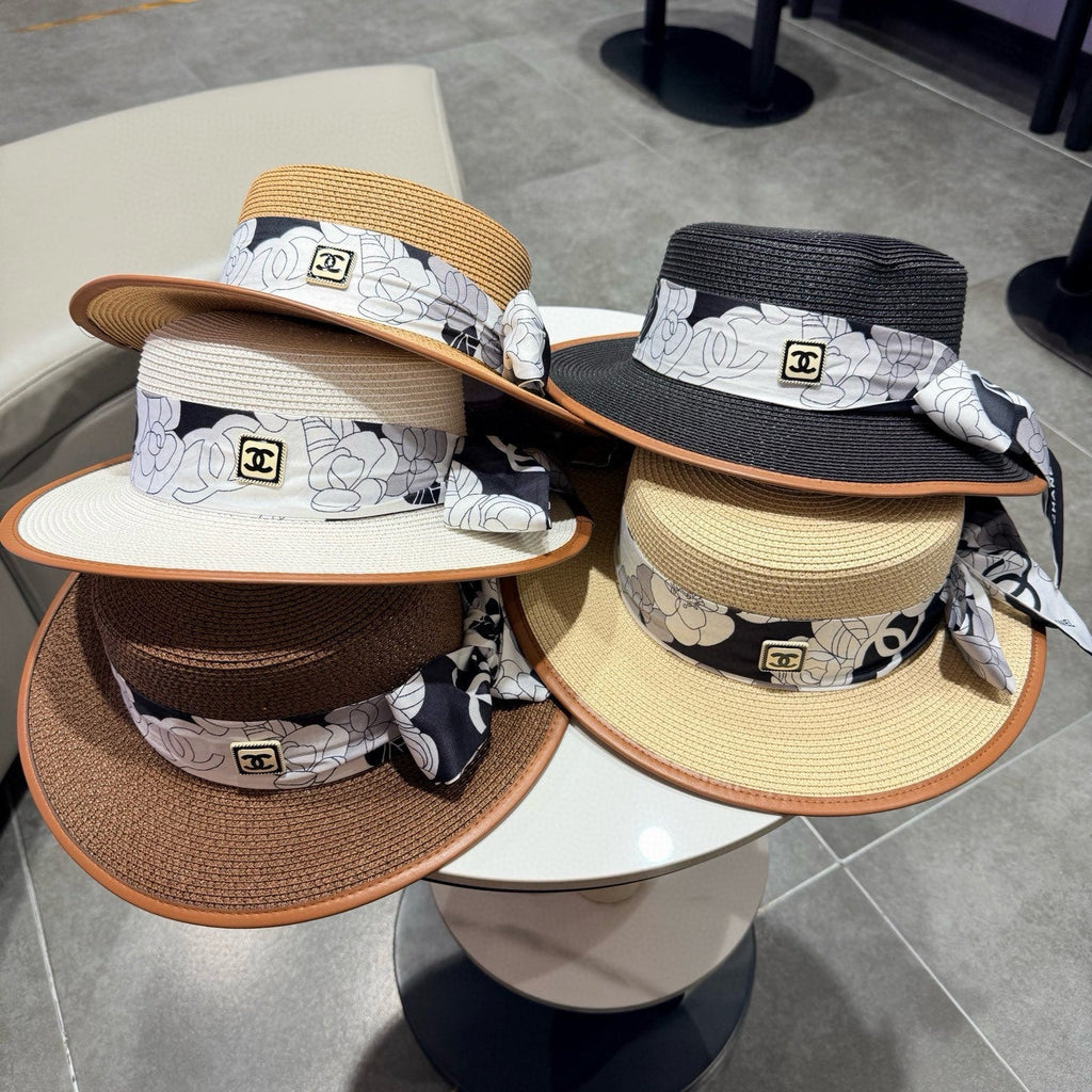 Chanel Flat-top White Straw Hat 201529
