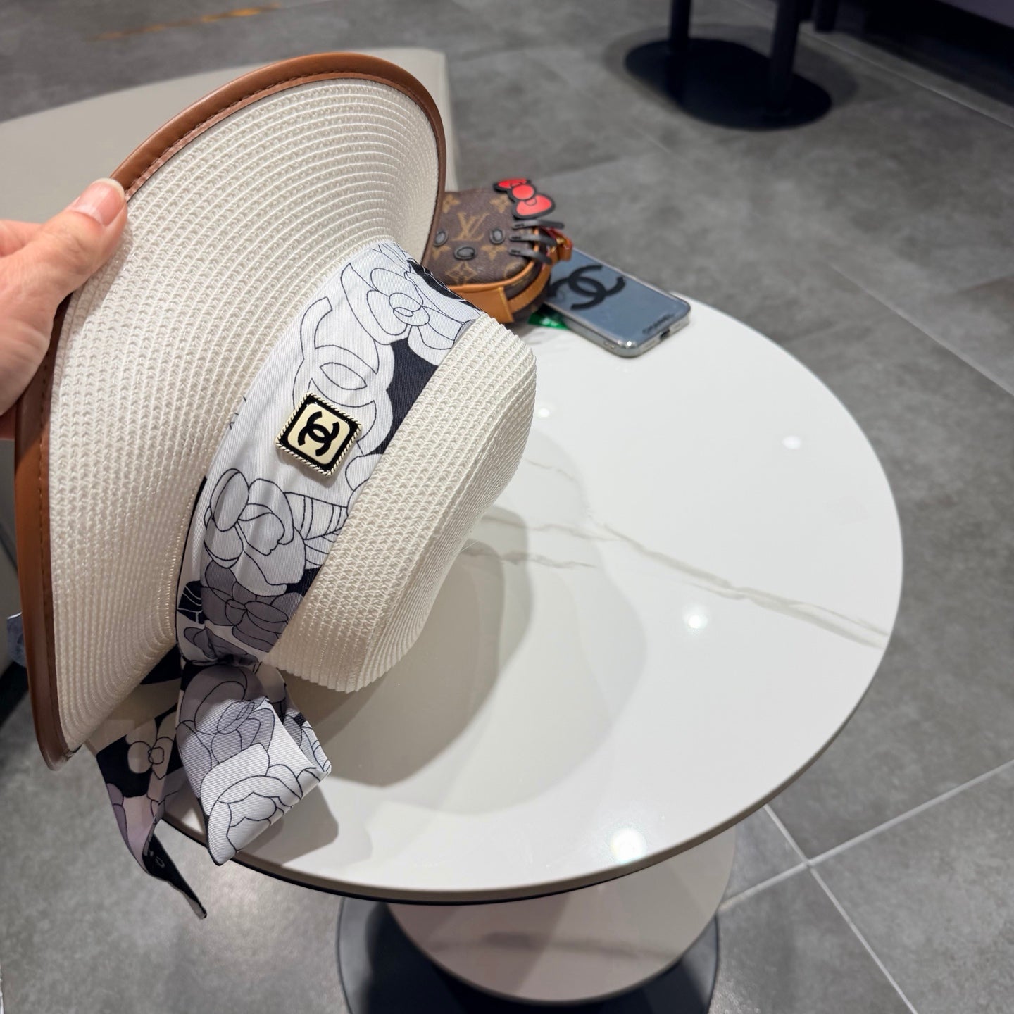 Chanel Flat-top White Straw Hat 201529