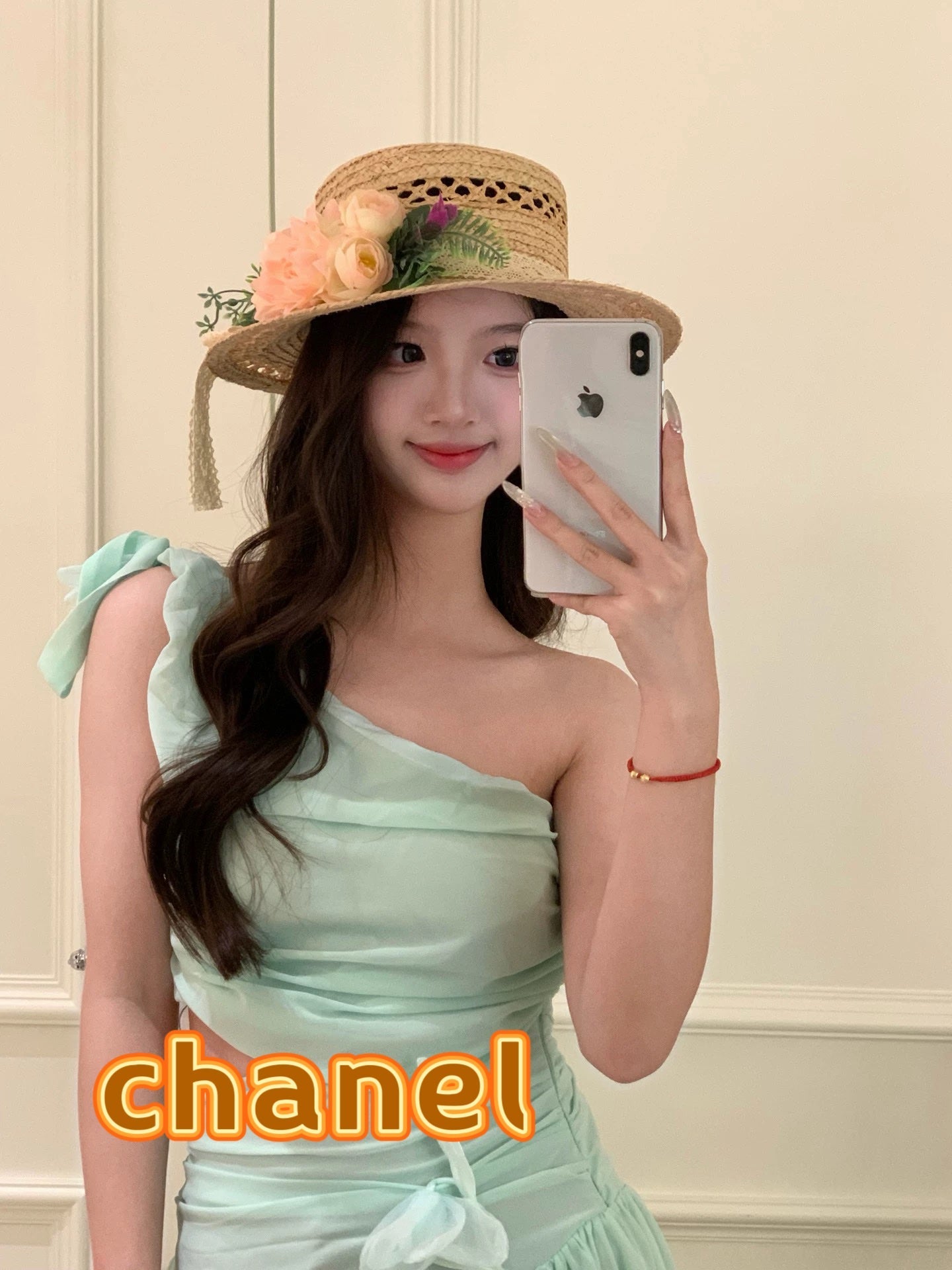 Chanel French-style 3D Floral Openwork Woven Beige Pink Straw Hat 201518
