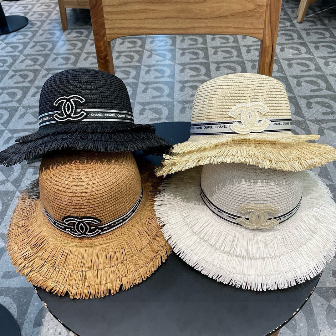 Chanel Bucket Hat White in Straw 205628