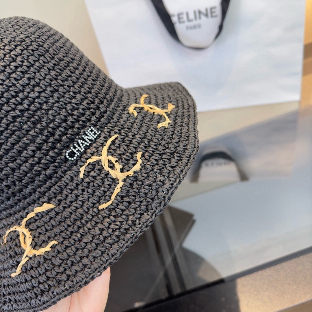 Chanel Summer Folding Hat Black in Straw 205441