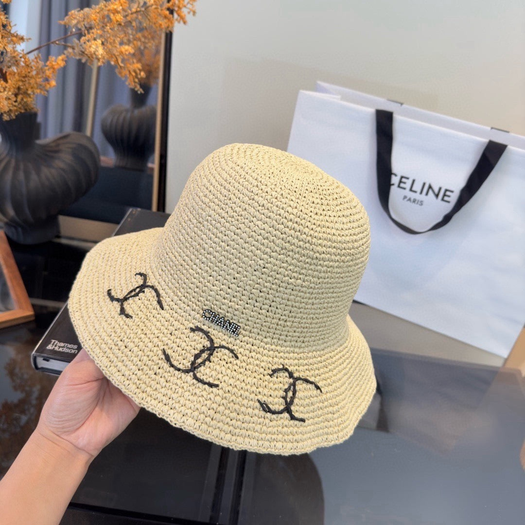 Chanel Summer Folding Hat Cream in Straw 205439