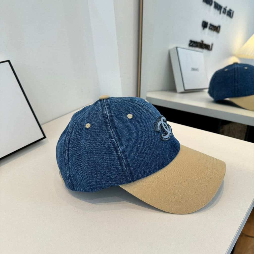 Chanel Baseball Cap Blue Beige in Cotton 205358