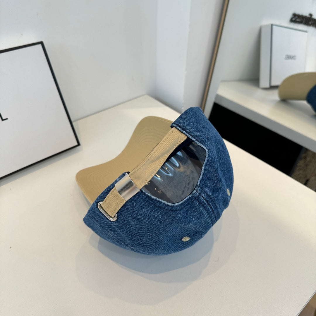 Chanel Baseball Cap Blue Beige in Cotton 205358