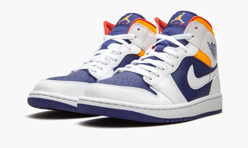 Air Jordan 1 Mid Royal Blue / Laser Orange Sneakers - Head-Turner