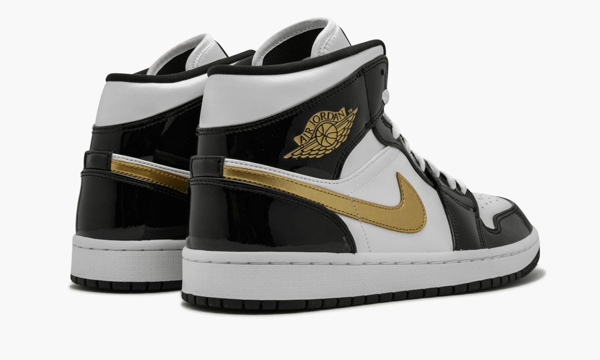 Air Jordan 1 Mid SE “Black Gold Patent Leather” Sneakers - Head-Turner