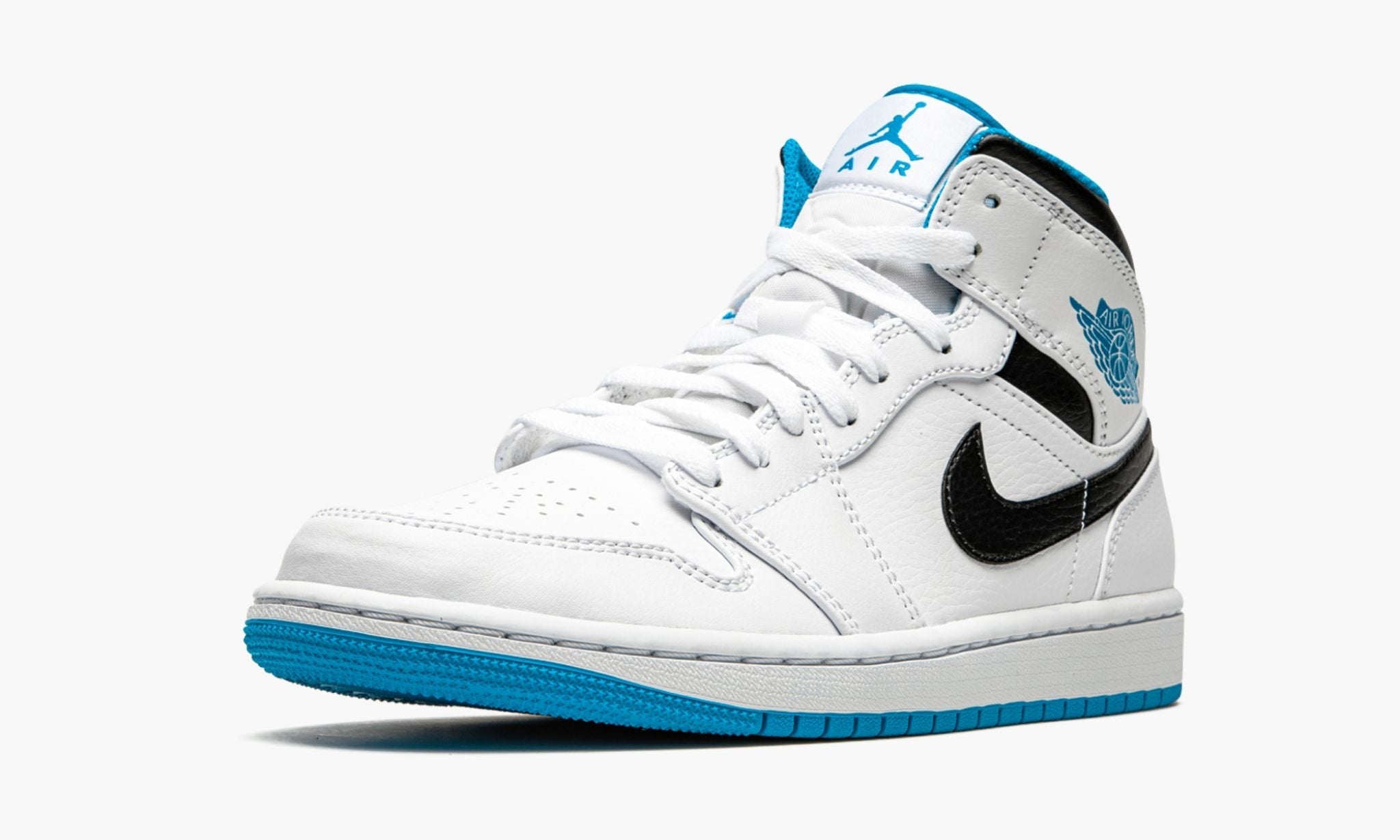 Air Jordan 1 Mid White / Laser Blue Sneakers - Signature Series
