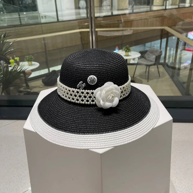 Chanel Camellia Woven Straw Hat 213420