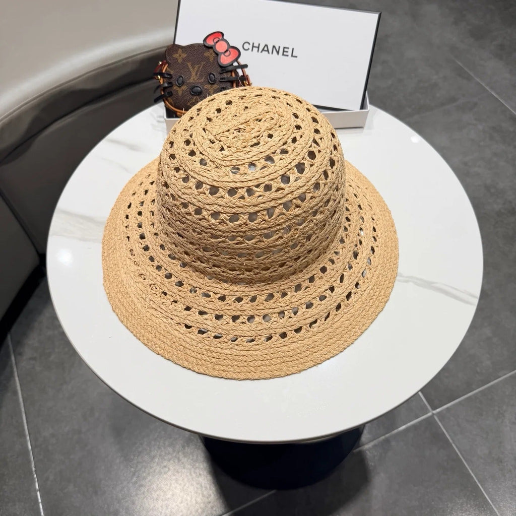 Chanel Hollowed-out Bow Straw Hat