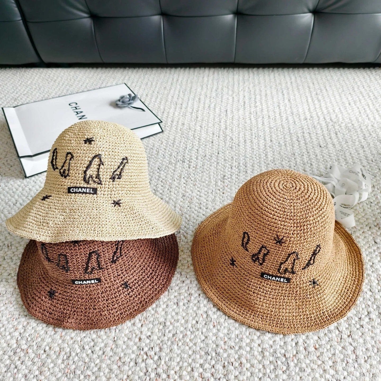 Chanel Woven Embroidered Heavy-Duty Bucket Hat 240672