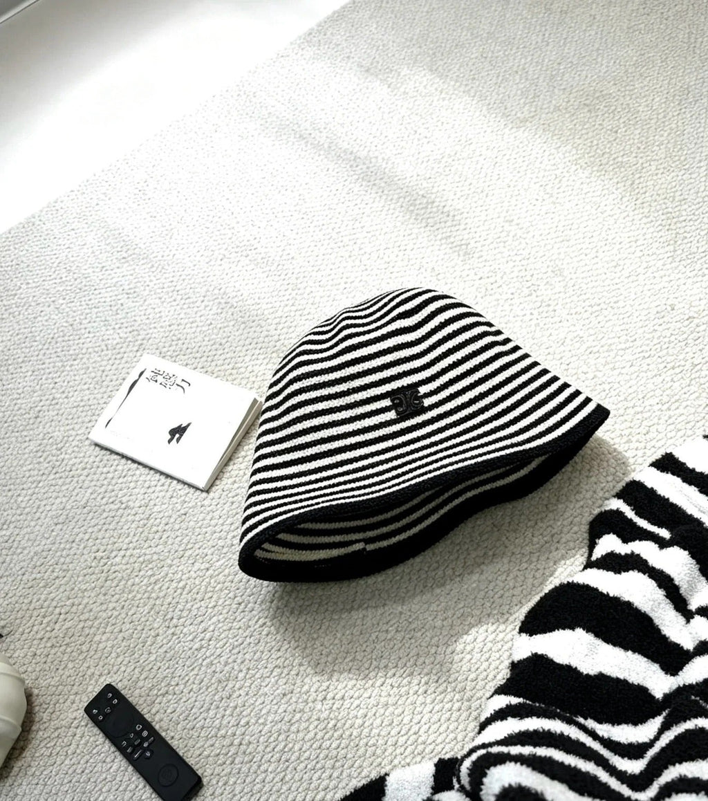 CE Black And White Striped Bucket Hat 212908