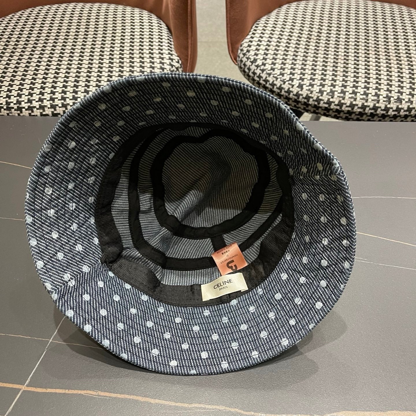 Celine Striped Denim Bucket Hat 219161