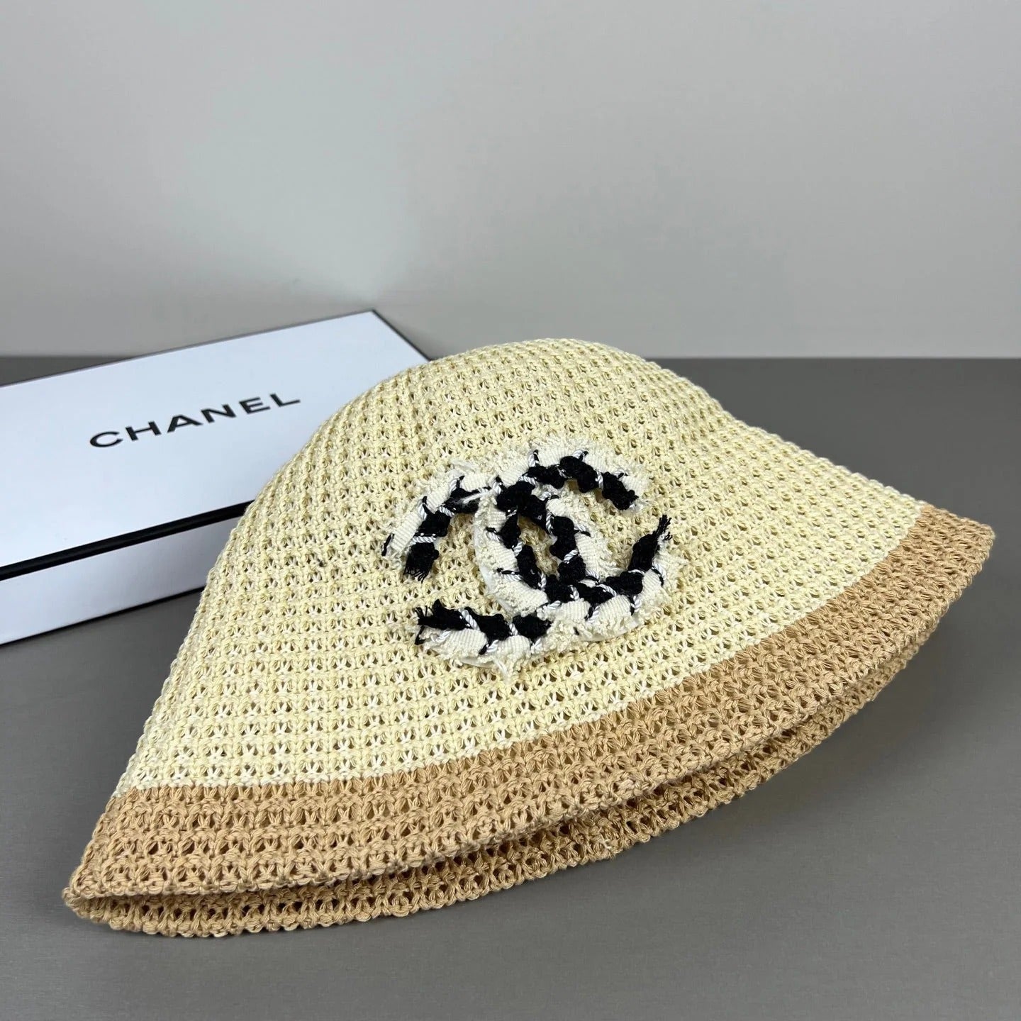 Chanel Knitted Lace Bucket Hat Wool 237353