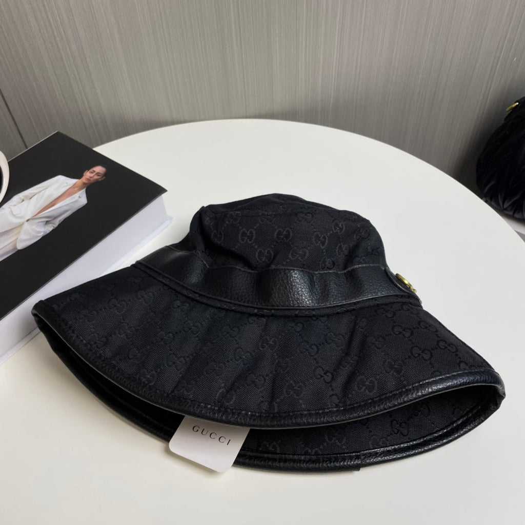 GG Bucket Hat Black Monogram 413184