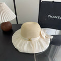 CC Straw Hat With Patchwork Bow 279511