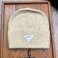 BEANIE HAT IN BISQUE BEIGE WOOL AND RABBIT FUR 436397