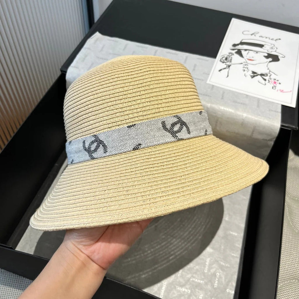STRAW BUCKET HAT IN BEIGE WITH RIBBON BOW 673979