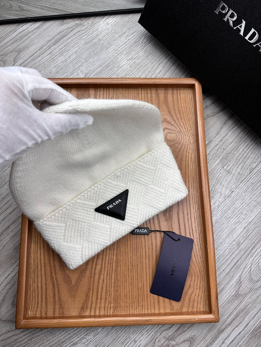 BEANIE HAT IN WHITE WOOL AND RABBIT FUR 436399